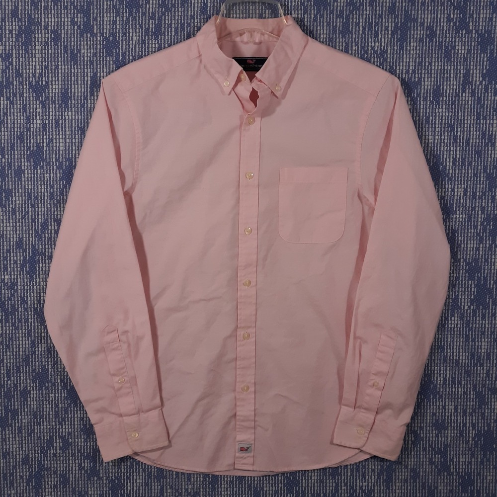 Vineyard Vines Dress Shirt Mens Small Button Down Pink Cotton Spandex
